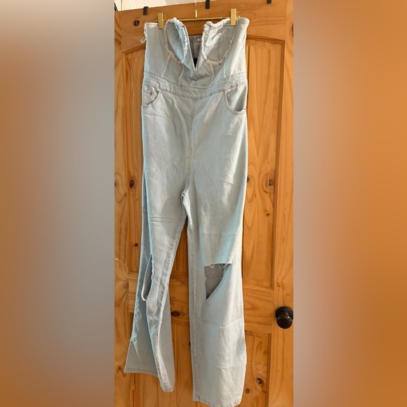 Fashion Nova Pants - Fashion Nova strapless denim jumpsuit!NWT